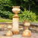 Metal Portico Urn with Tall Pedestal ECM06202B - detail close-up