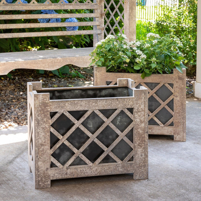 Park Hill Collection Garden Floral Lattice Iron Garden Planter ECM20093 Park Hill Collection
