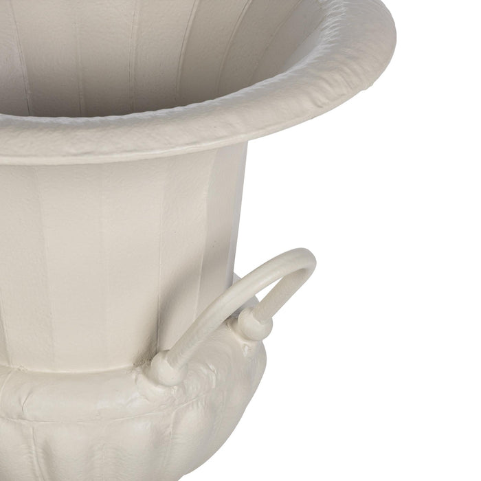 Park Hill Collection Fluted Metal Urn with Pedestal, 33" – Soft White (view 3)