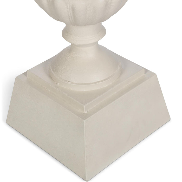 Park Hill Collection Fluted Metal Urn with Pedestal, 33" – Soft White (view 4)