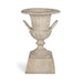 Park Hill Collection Fluted Metal Urn with Pedestal, 33" – Weathered Stone