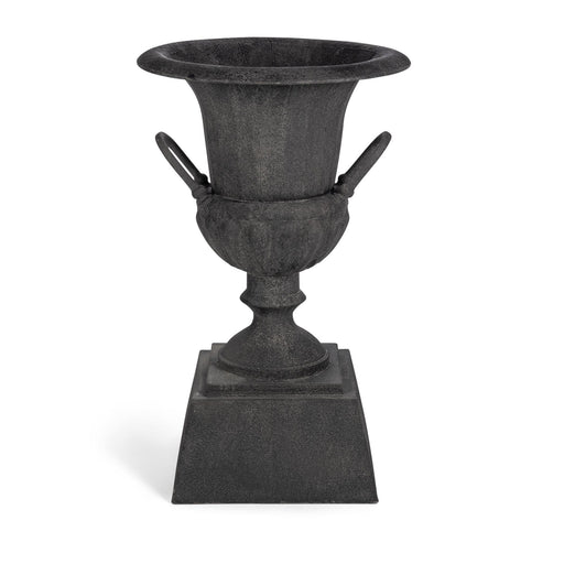 Park Hill Collection Fluted Metal Urn with Pedestal, 33" – Noir