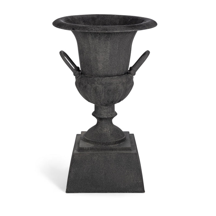 Park Hill Collection Fluted Metal Urn with Pedestal, 33" – Noir