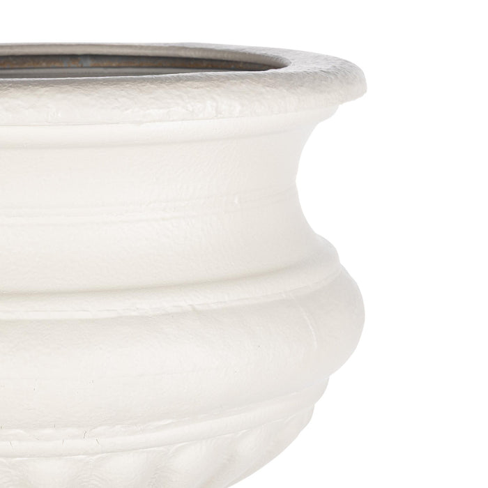 Park Hill Collection Large Metal Portico Urn with Tall Pedestal – Soft White (view 3)