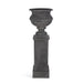 Park Hill Collection Large Metal Portico Urn with Tall Pedestal – Noir