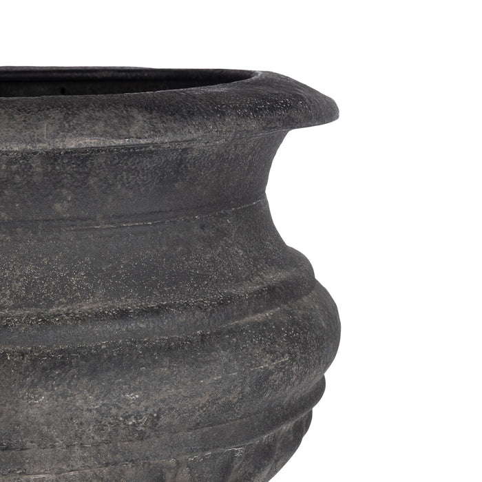 Park Hill Collection Large Metal Portico Urn with Tall Pedestal – Noir (view 8)