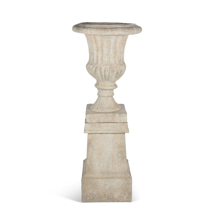 Park Hill Collection Tall Urn with Pedestal, 55.5"H – Aged Stone