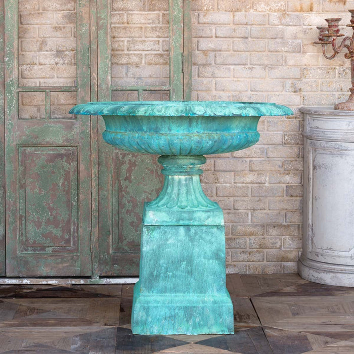 Park Hill Collection Garden Floral Cast Iron Estate Urn with Pedestal ECM80263 Park Hill Collection