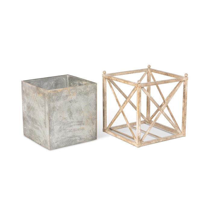Metal Estate Planter, Large ECM80959 - angle view