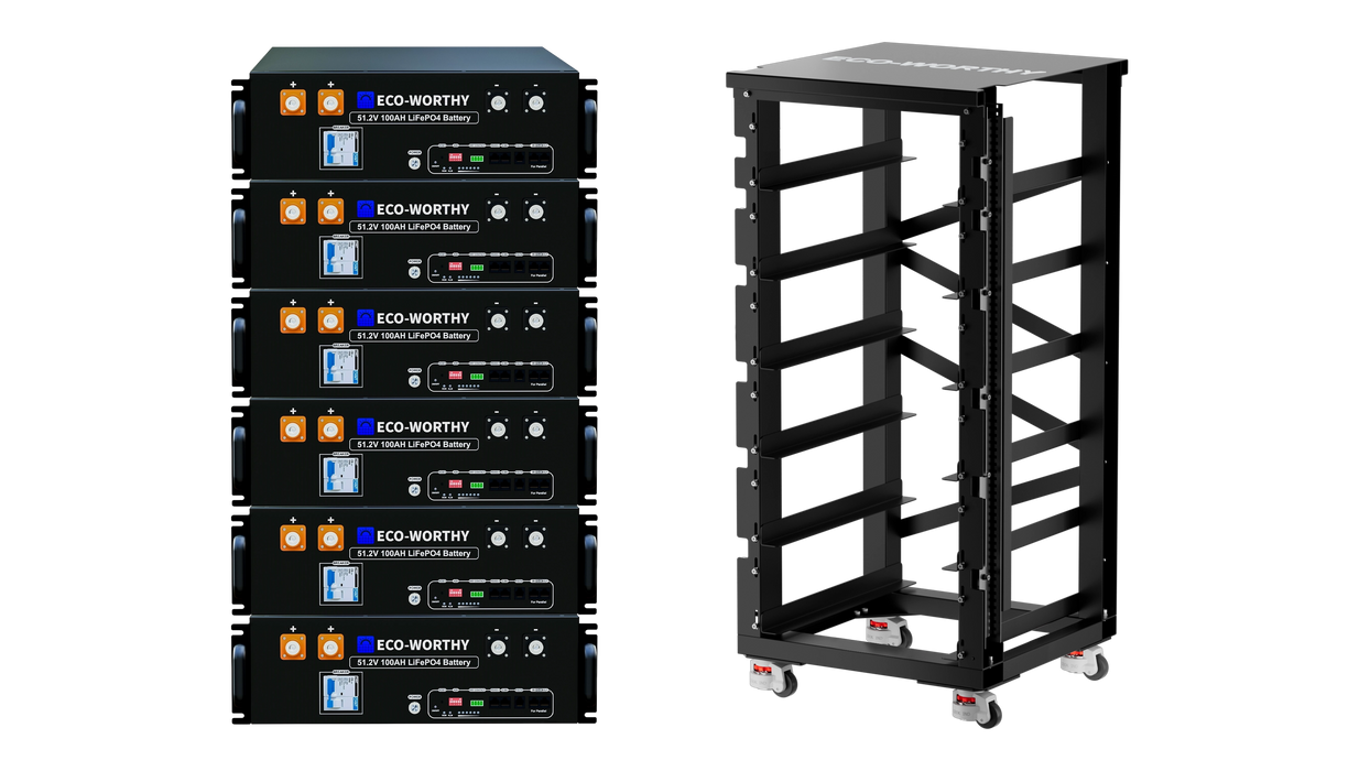 ECO-WORTHY 30.72kWh Server Rack Battery Bundle with 6-Slot Server Rack - Urban Supply Inc