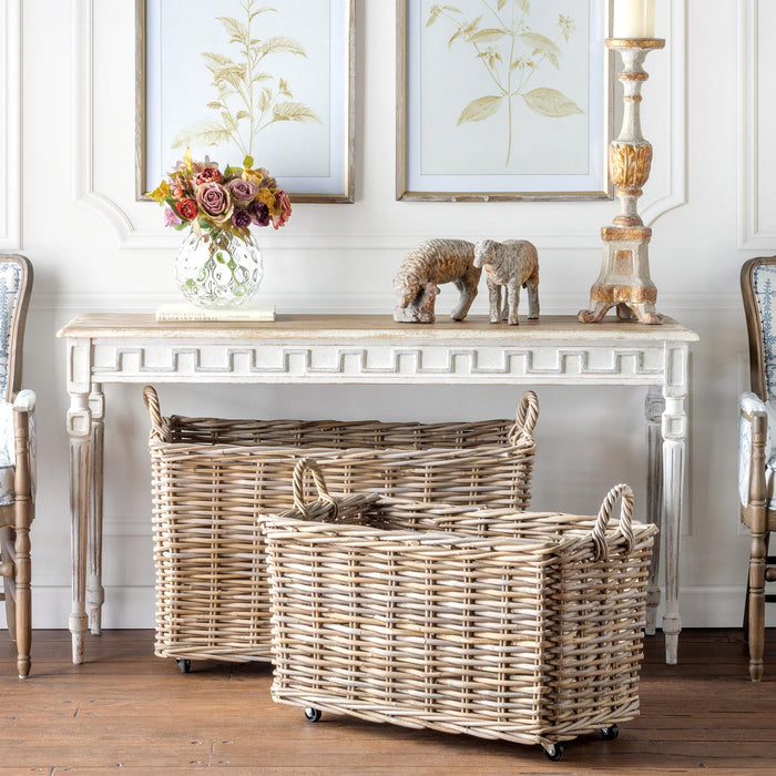 Park Hill Collection Rattan Woven Storage Baskets with Casters, Set of 2 (view 5)
