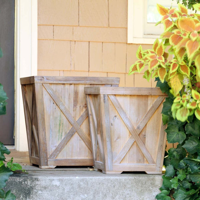 Park Hill Collection Manor Reclaimed Wood Town & Country Planters, Set of 2 ECW82313 Park Hill Collection