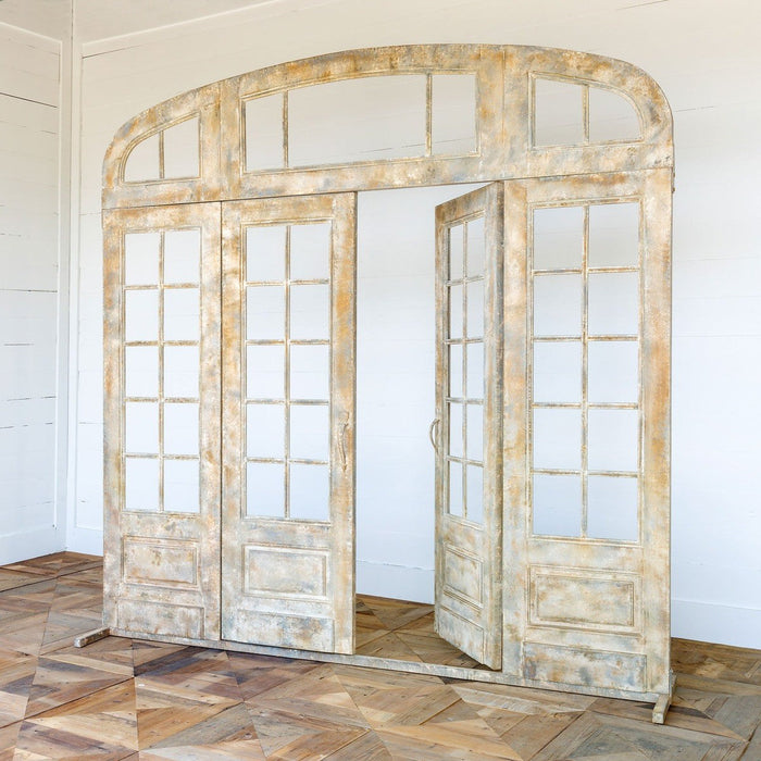 Park Hill Collections Country French Metal French Door with Top and Side Facade Display Prop EDX00287 Park Hill Collection