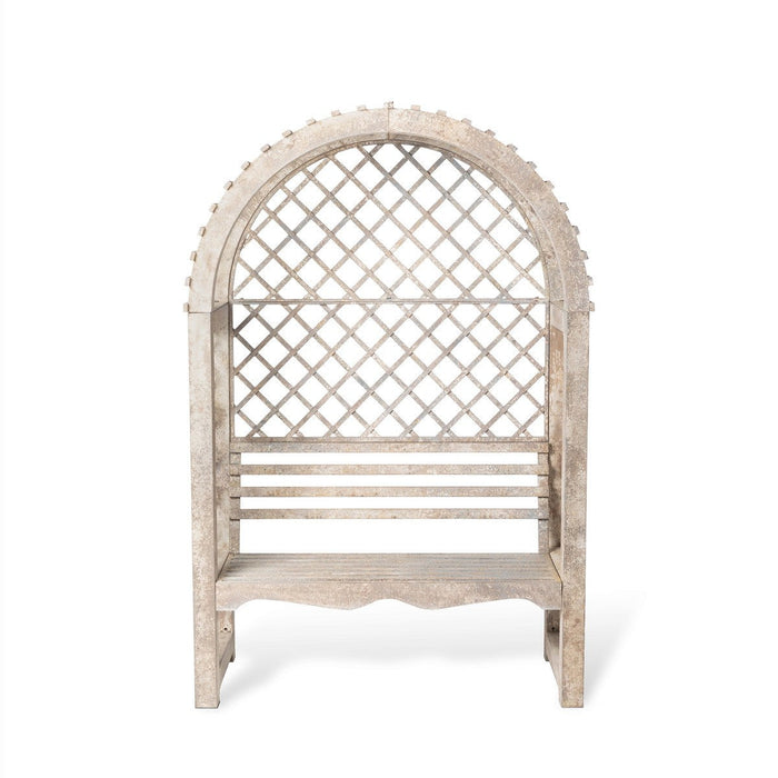 Park Hill Collections Garden Floral Iron Garden Trellis with Bench Storage Display Prop EDX20205 Park Hill Collection