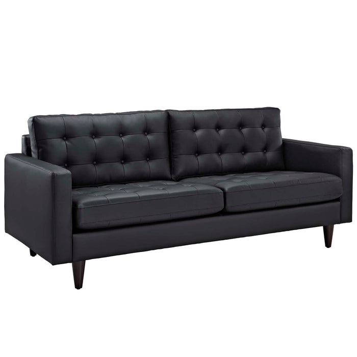 Empress Bonded Leather Sofa - Plush, Deeply Tufted Design with Solid Wood Legs for Elegant Living Spaces