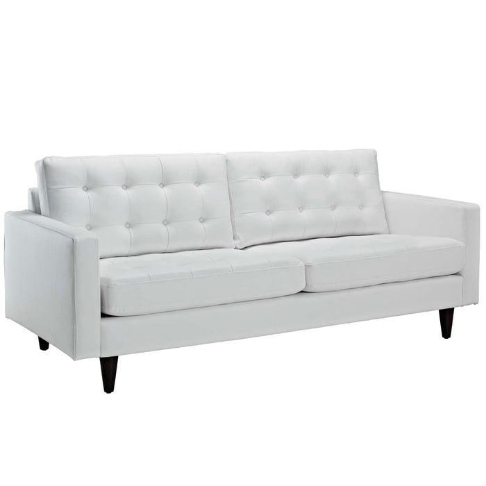 Empress Bonded Leather Sofa - Plush, Deeply Tufted Design with Solid Wood Legs for Elegant Living Spaces
