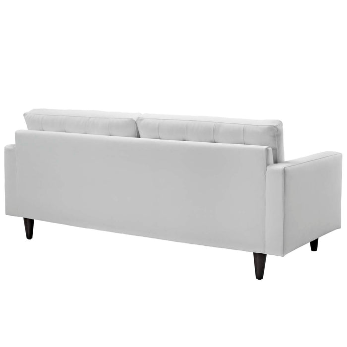 Empress Bonded Leather Sofa - Plush, Deeply Tufted Design with Solid Wood Legs for Elegant Living Spaces