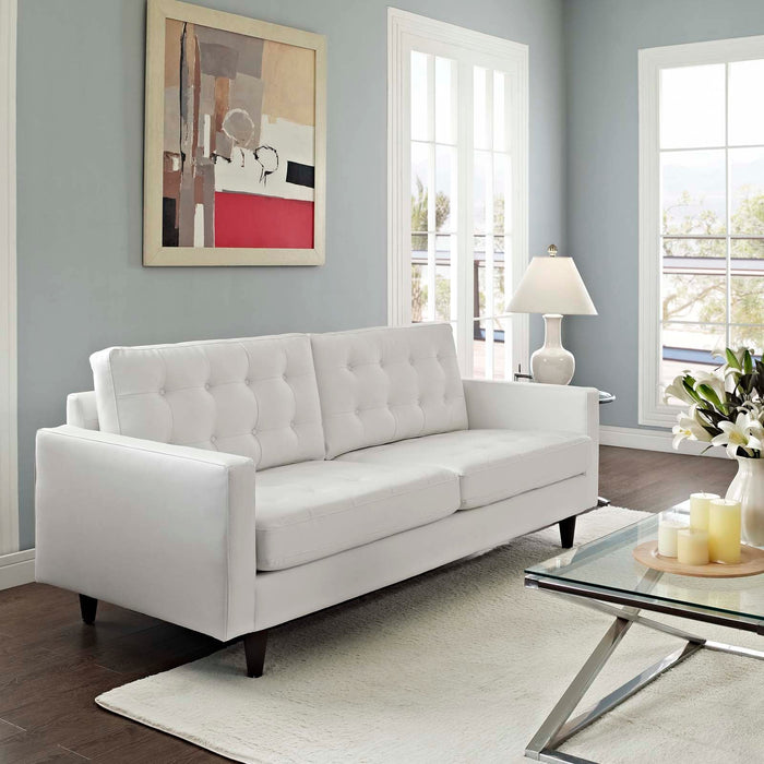 Empress Bonded Leather Sofa - Plush, Deeply Tufted Design with Solid Wood Legs for Elegant Living Spaces