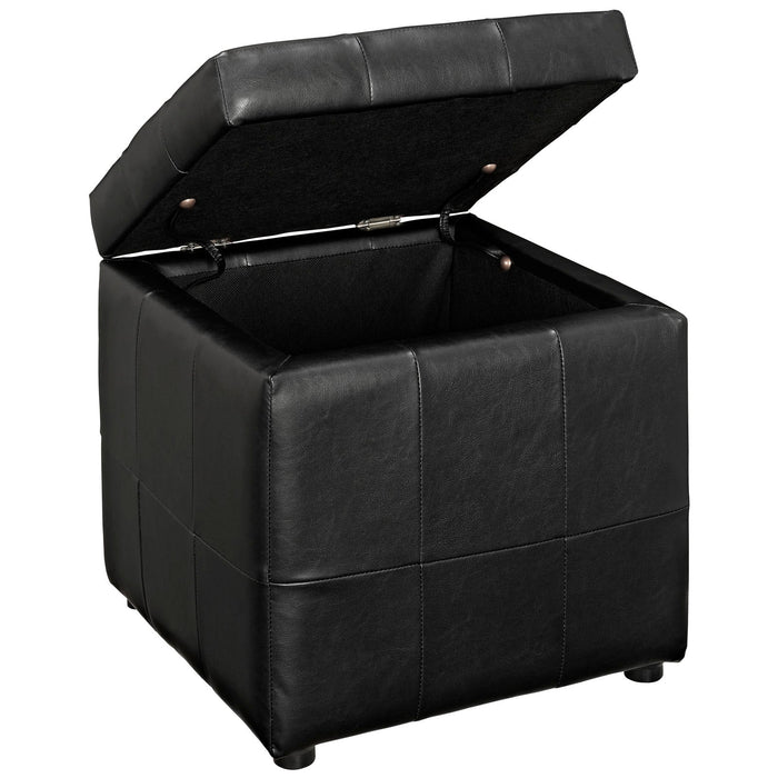 Volt Faux Leather Upholstered Storage Ottoman with Tufted Design for Stylish Living Room Décor