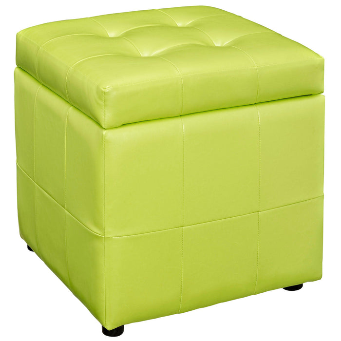 Volt Faux Leather Upholstered Storage Ottoman with Tufted Design for Stylish Living Room Décor
