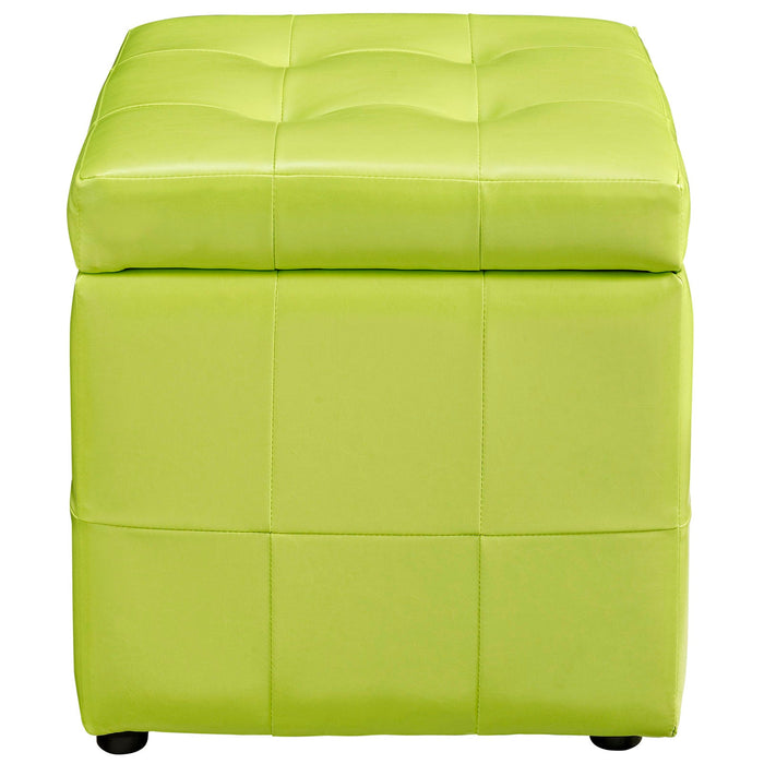 Volt Faux Leather Upholstered Storage Ottoman with Tufted Design for Stylish Living Room Décor