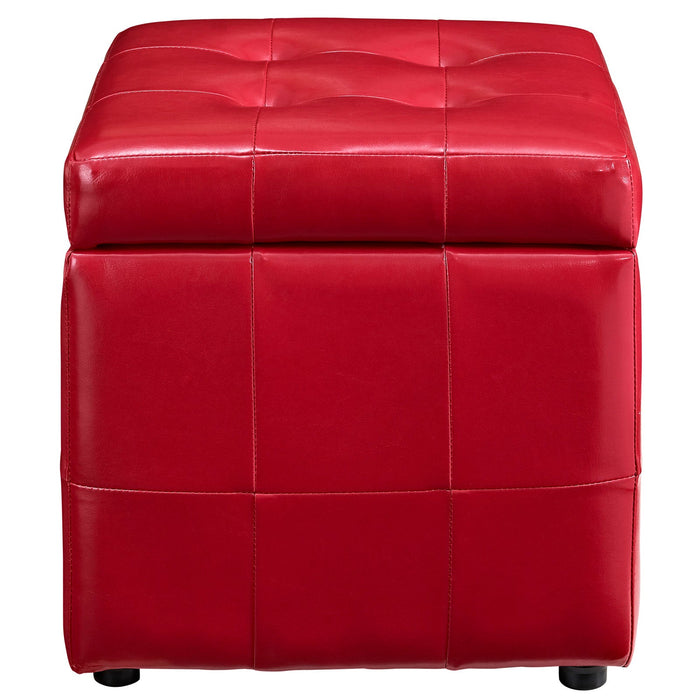 Volt Faux Leather Upholstered Storage Ottoman with Tufted Design for Stylish Living Room Décor