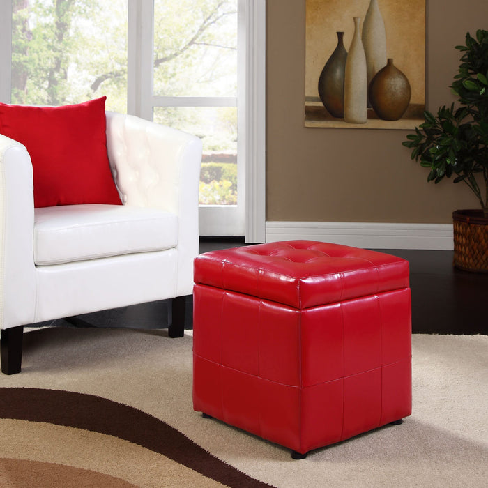 Volt Faux Leather Upholstered Storage Ottoman with Tufted Design for Stylish Living Room Décor