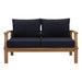 Marina Teak Wood Outdoor Loveseat - product label