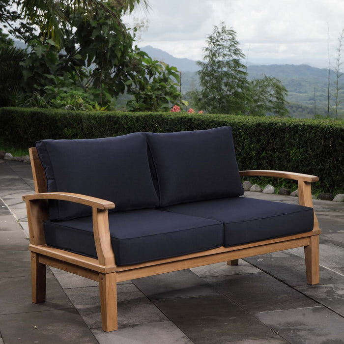 Marina Teak Wood Outdoor Loveseat - side view