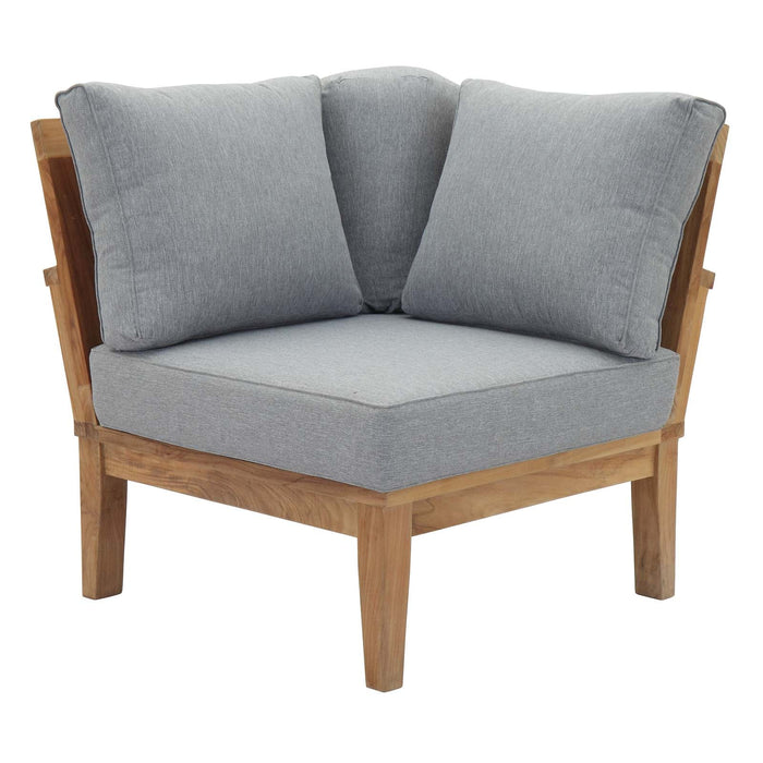 Marina Outdoor Patio Teak Corner Sofa Natural Gray