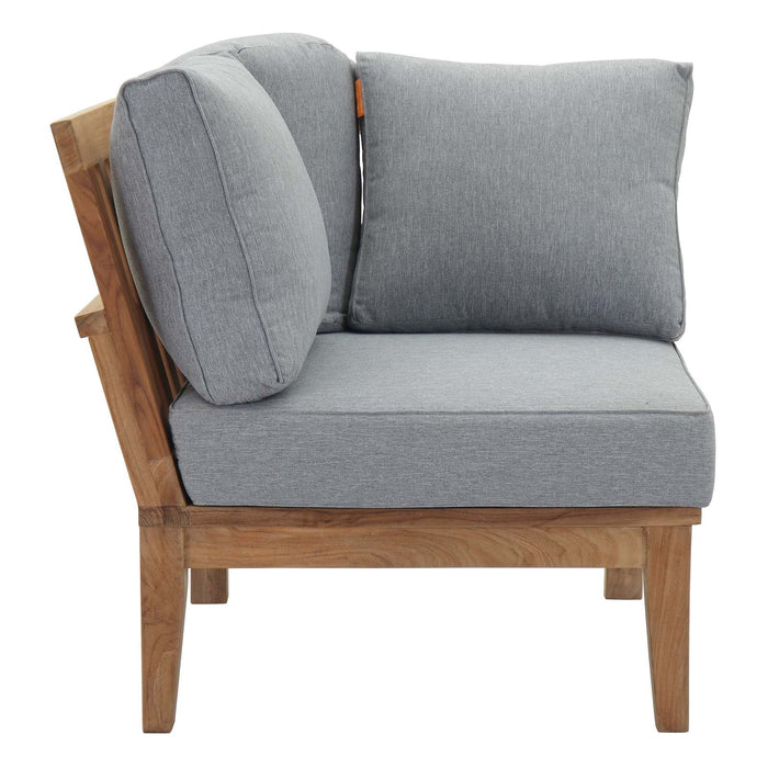 Marina Outdoor Patio Teak Corner Sofa Natural Gray
