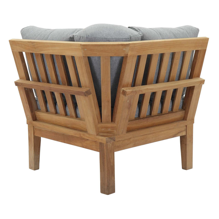 Marina Outdoor Patio Teak Corner Sofa Natural Gray