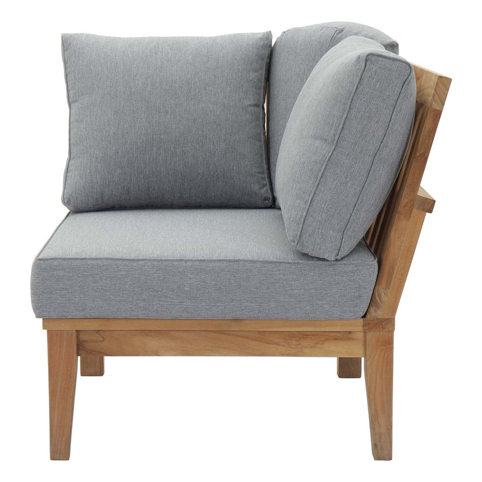 Marina Outdoor Patio Teak Corner Sofa Natural Gray