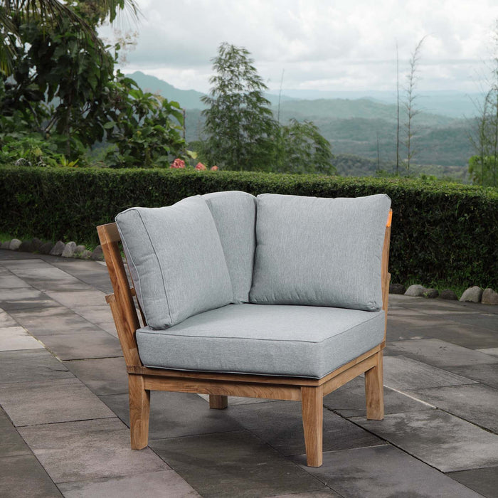 Marina Outdoor Patio Teak Corner Sofa Natural Gray