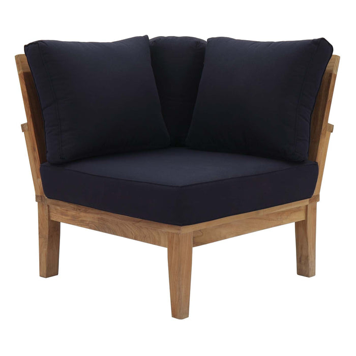 Marina Outdoor Patio Teak Corner Sofa Natural Navy