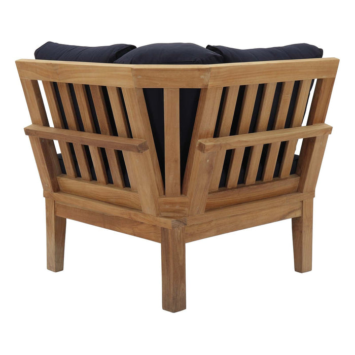 Marina Outdoor Patio Teak Corner Sofa Natural Navy