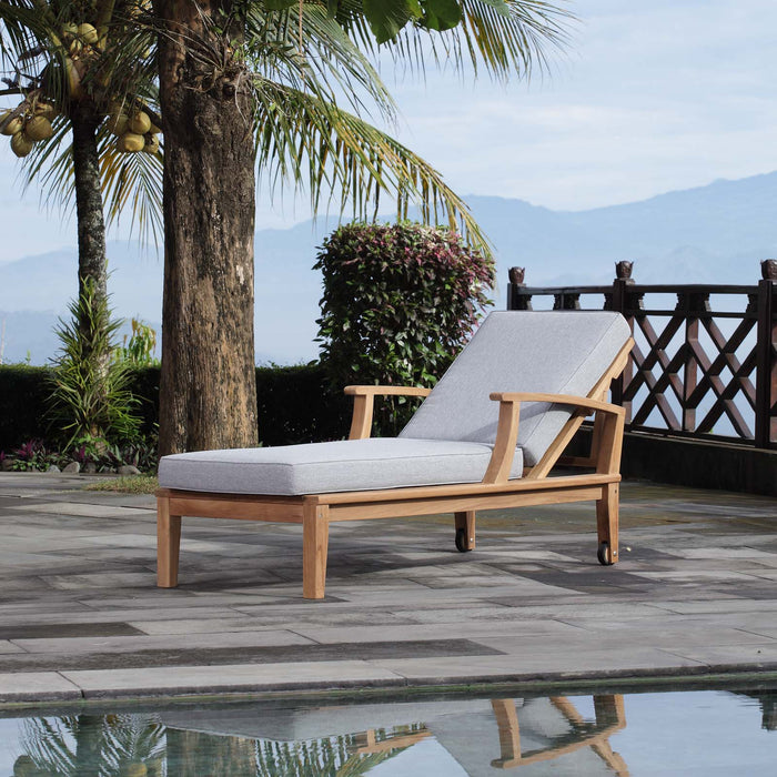 Marina Outdoor Patio Teak Single Chaise - view 6