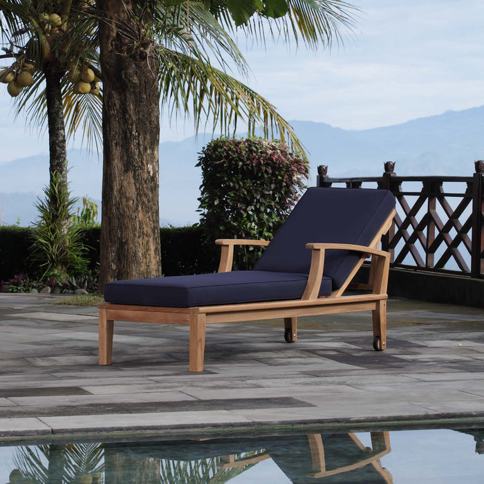 Marina Outdoor Patio Teak Single Chaise - view 14