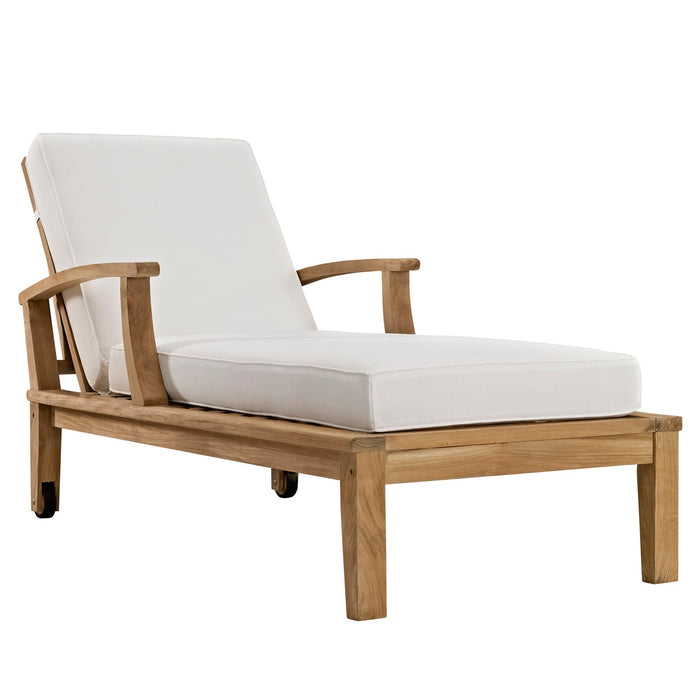 Marina Outdoor Patio Teak Single Chaise - alternate angle view