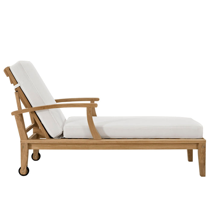 Marina Outdoor Patio Teak Single Chaise - detail close-up