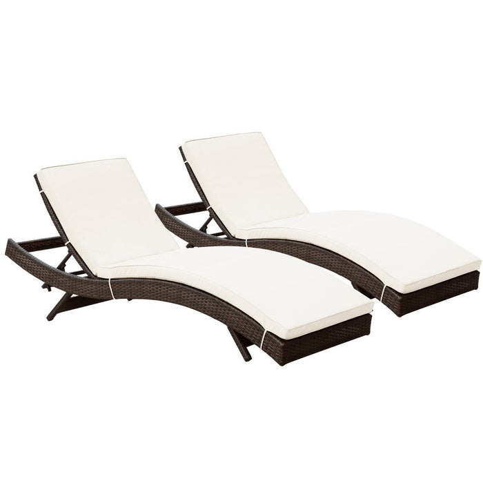Peer Outdoor Patio Chaise Set of 2 Brown White