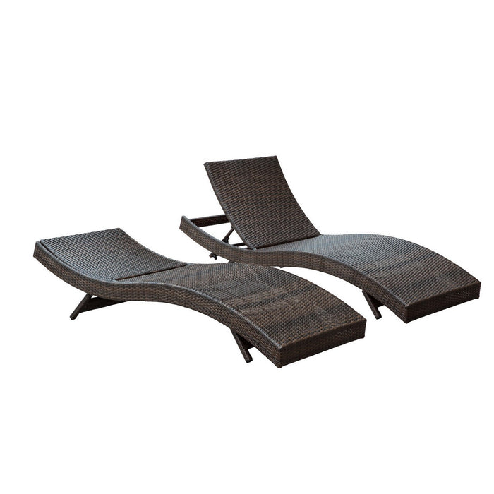 Peer Outdoor Patio Chaise Set of 2 Brown White