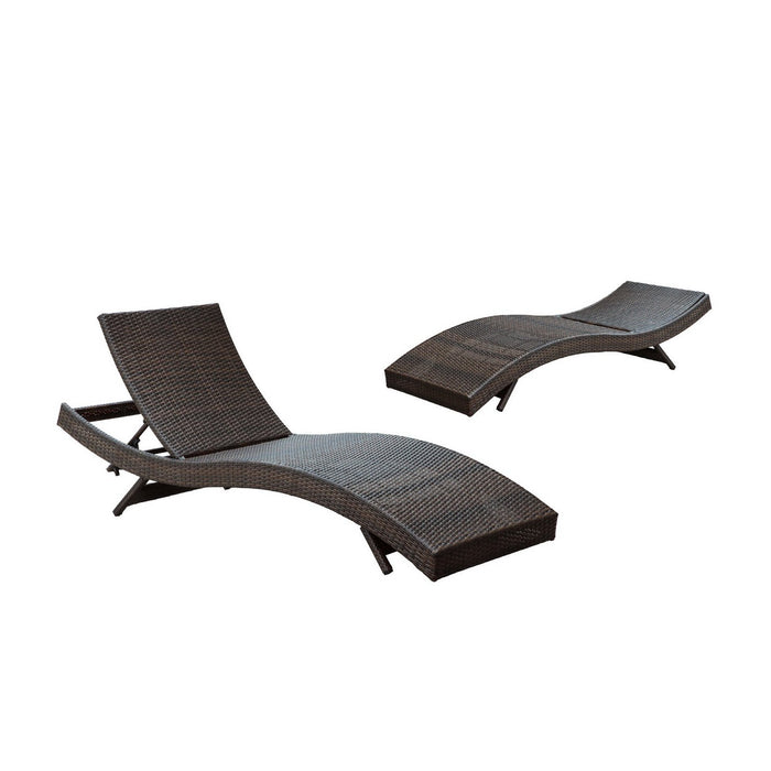 Peer Outdoor Patio Chaise Set of 2 Brown White