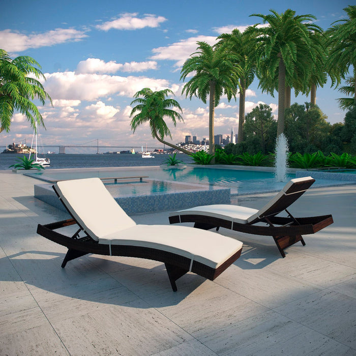 Peer Outdoor Patio Chaise Set of 2 Brown White