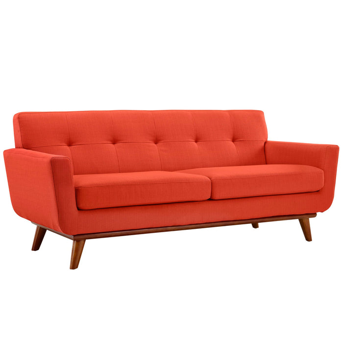 Engage Upholstered Loveseat with Stylish Tufted Design, Comfortable Cushions, and Solid Wood Legs