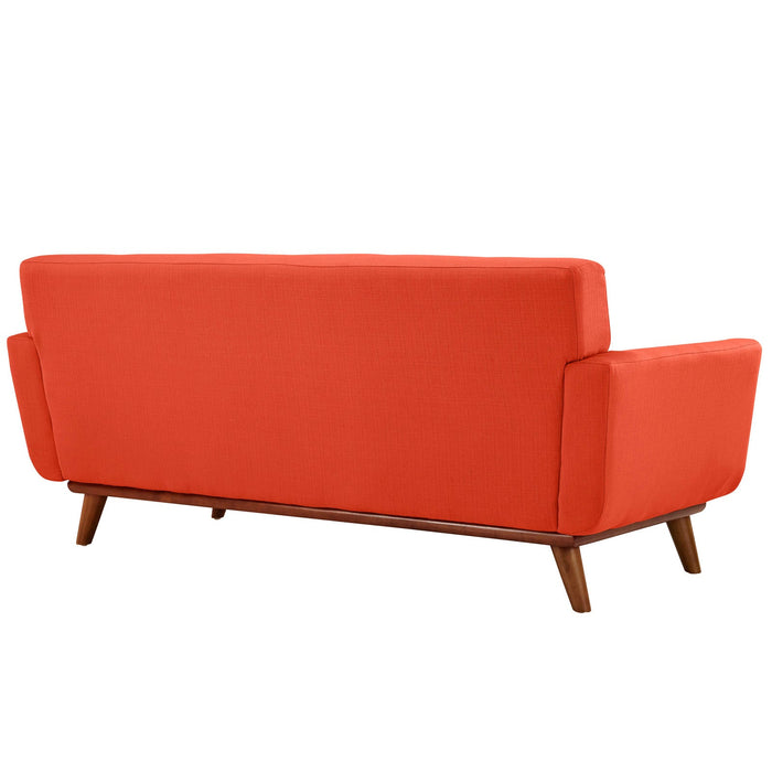 Engage Upholstered Loveseat with Stylish Tufted Design, Comfortable Cushions, and Solid Wood Legs