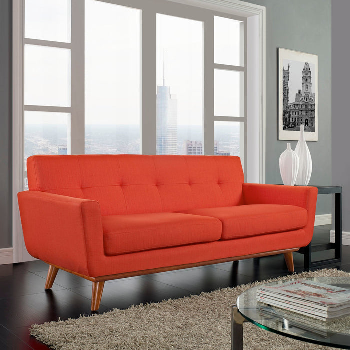 Engage Upholstered Loveseat with Stylish Tufted Design, Comfortable Cushions, and Solid Wood Legs