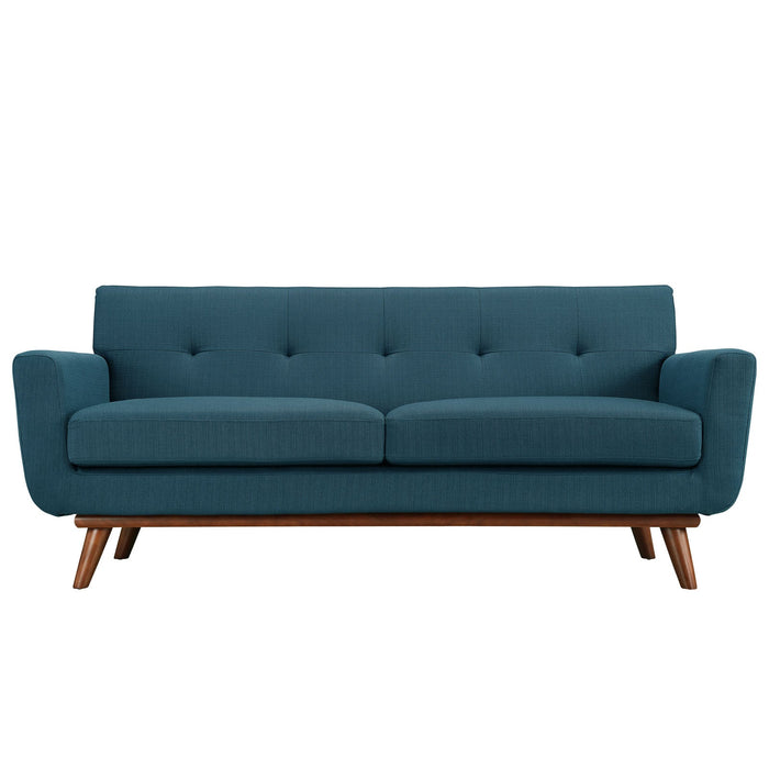 Engage Upholstered Loveseat with Stylish Tufted Design, Comfortable Cushions, and Solid Wood Legs