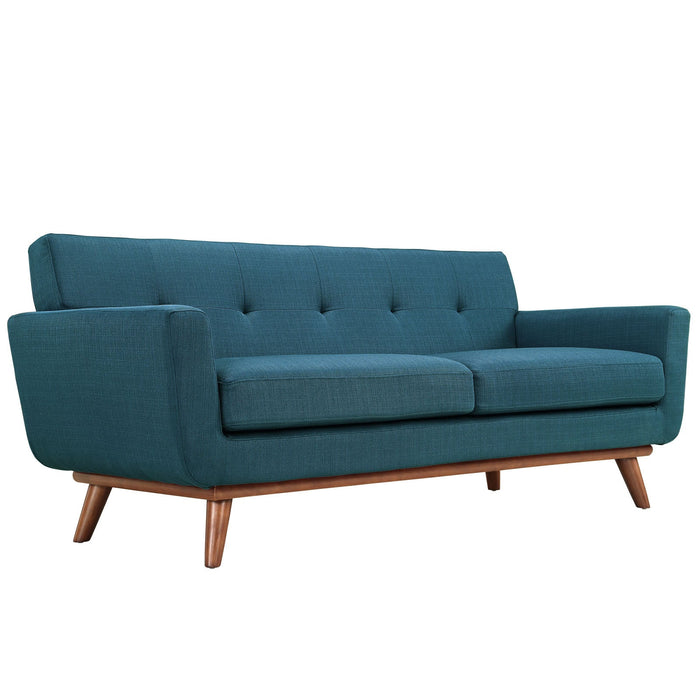 Engage Upholstered Loveseat with Stylish Tufted Design, Comfortable Cushions, and Solid Wood Legs