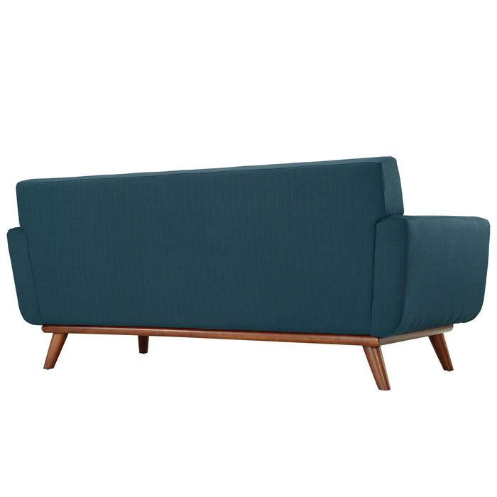 Engage Upholstered Loveseat with Stylish Tufted Design, Comfortable Cushions, and Solid Wood Legs